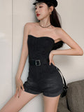 Summer Rompers Women Jeans Jumpsuit Off Shoulder Loose Casual Denim Rompers Womens Jumpsuits Wide Leg Casual Denim