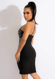 Black Sexy Sleeveless Rhinestone Club