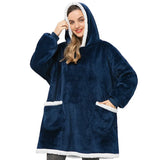 Hoodie Women Hooded Blanket Pocket Fleece Plush Hoodie Sweatshirt Warm Winter Clothing Fleece TV Blanket with