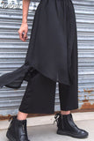 Chiffon Black Trousers For Women High Waist Loose Asymmetrical Hem Ankle Length Wide Leg Pants Female 2023 Spring