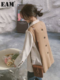 Women Beige Back Button Color-block Big Size Blazer New Lapel Long Sleeve Jacket Fashion Tide Spring Autumn 2023