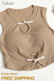 Vintage Chinese Button Elegant Tank Tops With Bra Pad Women Hollow Out Crop Tops Knitting For Women Camisole