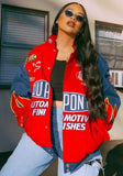 Contrast Color Print Button Up Long Baseball