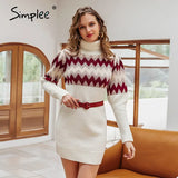 Party Turtleneck long cable knitted women pullover sweater dress Vintage autumn winter lantern sleeve female outwear