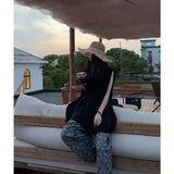 With Black Loose Sleeveless Top Design Loose Thin Casual Pants Women Summer
