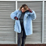 Solid Collar Faux Fur Coat-Outfit