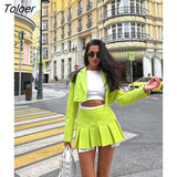 Casual Two Piece Sets Women's Fall Outfits 2022 New Black Matching Sets With Skirt And Blazer Cropped Top Suit For