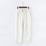 Spring Summer Casual Cotton Linen Pants Women Elastic Waist Solid Pockets Retro Loose Women's Harem Pants Trousers