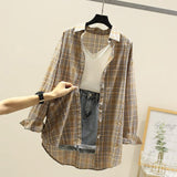 Sunscreen Plaid Shirt 2025 Spring And Summer New Lady Loose Checker Shirt Student