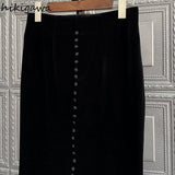 Temperament Women Skrit High Waist Slim Single-breasted Jupe Bodycon Split Mermaid Skirt Korean Velvet Faldas Mujer De