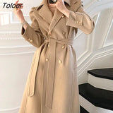 Elegant Khaki Wool & Blend Jacket Women Winter Golden Button Vintage Wool Coat Woman Autumn Korea Fashion