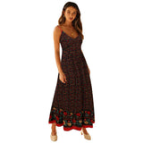 Summer New Large Swing Skirt Women's Bohemian V Tie Sling Broken Floral