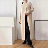 Vent Long Knitting Sweater Loose Fit Turtleneck Long Sleeve Women Pullovers New Fashion Tide Autumn Winter 2022