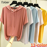 T-shirts Women Hooded Fashion Loose Casual All-match Korean Style Solid Simple Y2k Aesthetic Футболка Женский Cozy Chic