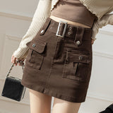Denim Short Skirt Women Spring And Summer Retro Temperament A-Word Skirt High Waist Slim Slim Skinny Ass Skirt