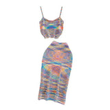 Suit Female Design Sense Rainbow Crash Sling Sling Vest Two Sets Of High-Rise Thin Bag Hip