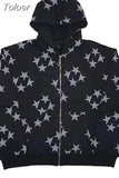 Graphic Zip Up Hoodies Women Casual Loose Hood Shirt Harajuku Streetwear Punk Long Sleeve Oversize Jacket Y2K