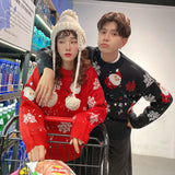 Christmas Red Snowflake Printed Sweater Autumn Winter Woman Sweaters Femme Chandails Pull