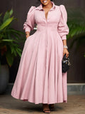 Women's Elegant Long-Sleeved Shirt Dress In Fashion And Long African