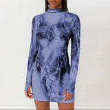 Toloer Women's 2024 New Fashion Print Slim Round Collar, Long Sleeves And Hip Dress Women-Outfit