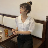 Embroidery Oversize Women Blouses Summer Tops Femme Casual Womens Shirt Short Sleeve Cotton Girls Blouse Plus Size