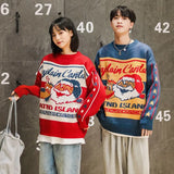 Christmas Sweater Retro Christmas Couple Outfit Loose Lazy Outside Wear 2021 Autumn Winter Snowflake Round Neck New Year