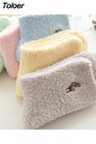 Embroidery CAT Deer Thickening Women Cotton Lovely Plush Keep Warm Sleep Ladies Funny Cute Socks Hosiery Winter