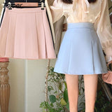Skirt Women Korean Style High Waist Solid Folds Trendy Streetwear Sweet Holiday A-line Ins Summer All-match Girlish
