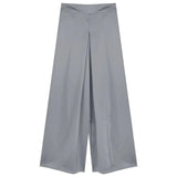 Acetic Acid Solid Silk Silk Slipping Fascination Leisure Broad Leg Trousers 2025 Summer New High-Waisted
