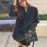 Autumn Long Sleeve Blazers for Women Ulzzang Single-breasted Suits Jackets Woman New Solid Color Loose Office Coats