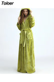 Winter Flannel Nightgown Plus Velvet Thick and Warm Couple Men Long Style Pajamas Ladies Cute and Comfortable