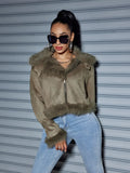 2024 For Suede Short Jacket Female Autumn Winter Jacket Motorcycle Clothing Female New-Outfit