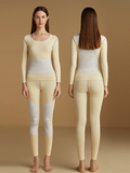 Women's Crewneck Seamless Long Johns Warm Thick Thermal Underwear Top & Bottom 2 Pieces Set for