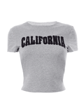 Vintage Embroidered Alphabet Short Sleeve Tee-Outfit
