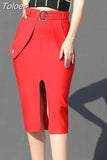 Bodycon Women's High Waist Bandage Skirt 2023 New Knee Length Midi Pencil Office Party Club Elegant Skirts