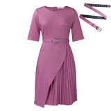 Women's Pure Color Fashion Temperament Five-Sleeve High-Waisted Folding High-Rise