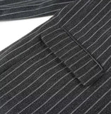 Grey Stripes Trench Long Coat-Outfit