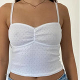 Trim Top y2k Clothes Women Spaghetti Strap Sleeveless Patchwork Knitted Tanks with Flower Decor 2000s Vest