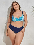 Size Printed V-Neck Drawstring Bikini