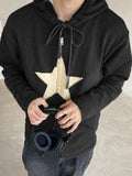 Vintage Star Patch Baggy Zip Up Hoodie-Outfit