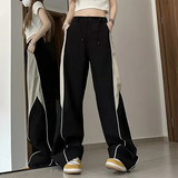 Contrasting Straight Leg Sweatpants-Outfit