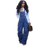 Women's Loose-Fitting Denim Slings Women's Spring Street Fashion Multi-Pocket