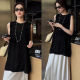Fashion Collar Sleeveless Vest Loose Dress Sweet Sweet Folded Skirt