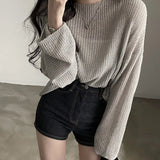 Vintage Ice Silk Oversized Knitted Sweater-Outfit