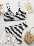 Toloer Single Swimsuit Lady Split Swimsuit Black And White Contrast Sexy Bikini D889W-Outfit
