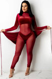 Party Sexy Mesh Patch Velour Tight
