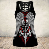 Gothic Skull Print Tank Top Women Halloween Cotton Sleeveless Tee Shirt Workout Black Vest