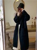 Woman Winter 2022 Single Breasted Thick Sweater Hooded Long Sleeve Tops Coat Oversized Knitted Cardigan Women