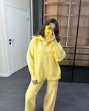The Autumn Of 2025, The New Explosive Collar Solid Color Knitted Shirt Thick Pants Suit For