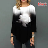 Blouse Fashion New 2021 Large Size Sleeve Floral Printing Casual Hem Lrregularity Female Fashion Shirt